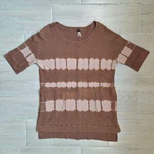 Free People We the Free Canyon Wash Brown Tiedye Waffle Short Sleeve Tunic Small